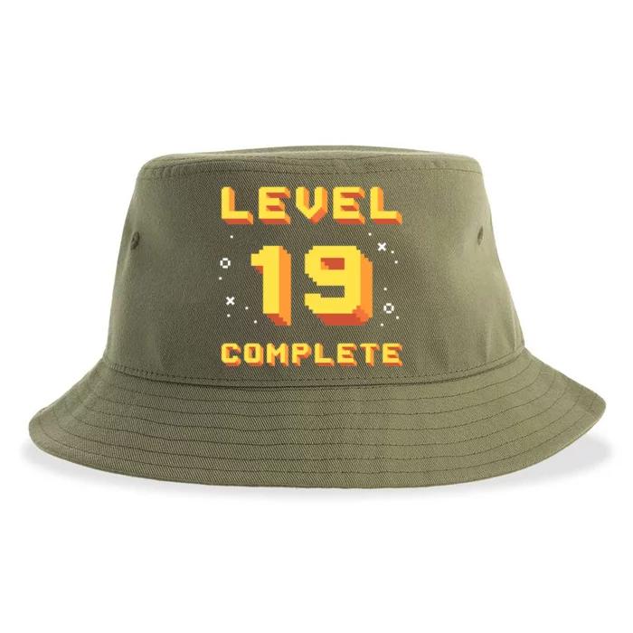 Born In 2002 Level 19 Complete 19th Birthday Retro Gaming Funny Gift Sustainable Bucket Hat