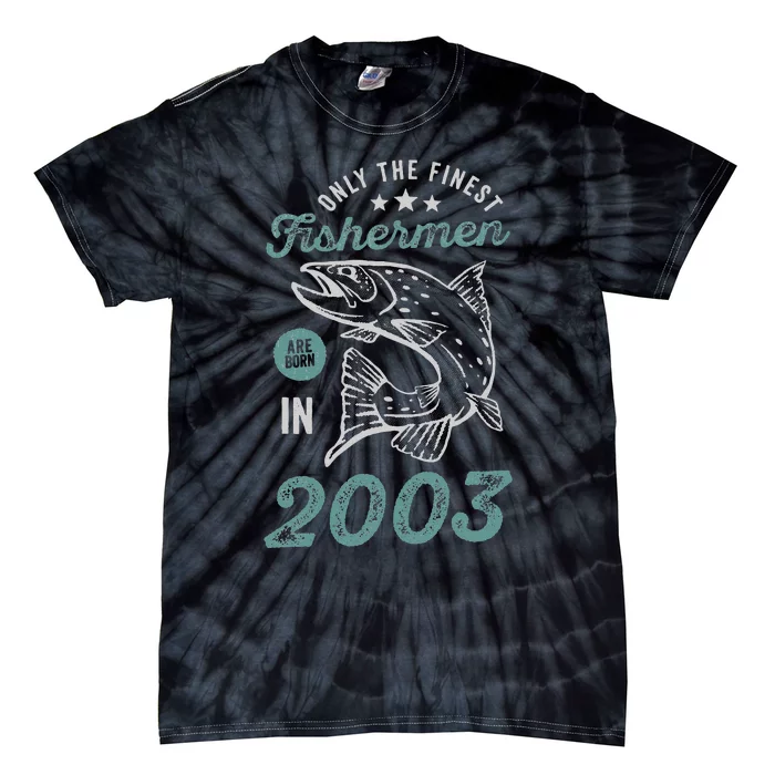 Born In 2003 18 Years Old Vintage 18th Birthday Fisherman Tie-Dye T-Shirt