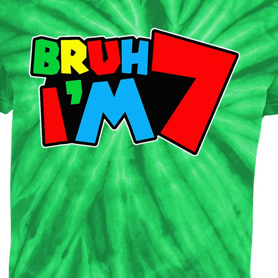 Bruh IM 7 ItS My 7th Birthday Seven 7yr Year Old Gamer Bro Kids Tie-Dye T-Shirt