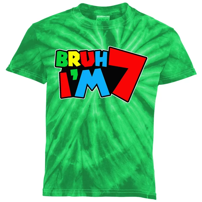 Bruh IM 7 ItS My 7th Birthday Seven 7yr Year Old Gamer Bro Kids Tie-Dye T-Shirt