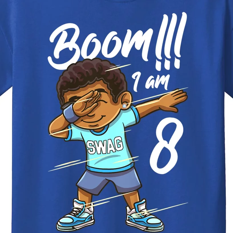 Boom Im 8 Year Old Black Boy Dabbing Birthday Party 8th Bday Kids T-Shirt