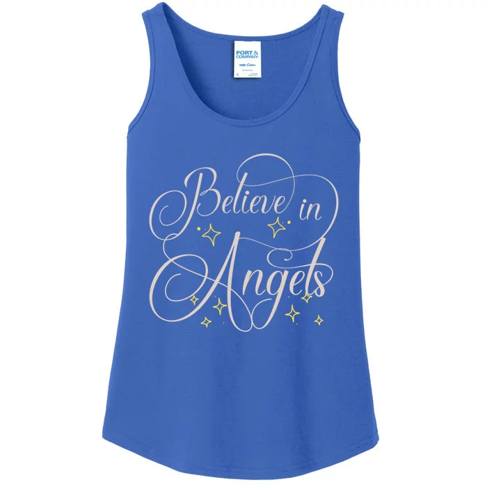 Believe In Angels Heaven Christmas Cemetery Lover Taphophile Gift Ladies Essential Tank