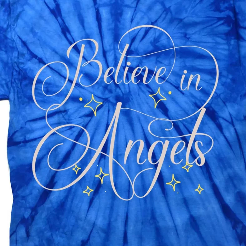 Believe In Angels Heaven Christmas Cemetery Lover Taphophile Gift Tie-Dye T-Shirt