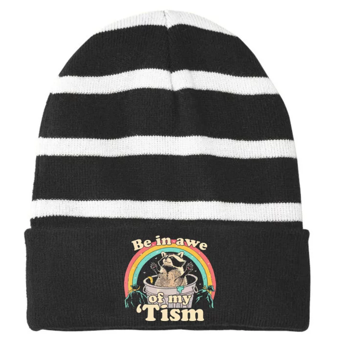 Be In Awe Of My Tism Striped Beanie with Solid Band