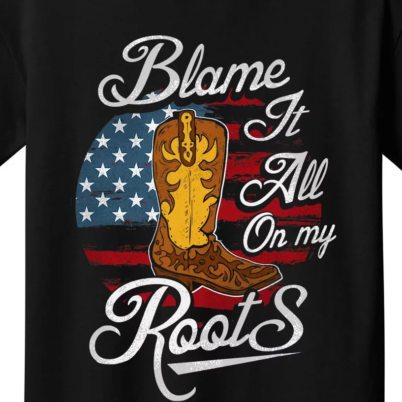 Blame It All On My Roots Men Country Music Lover Kids T-Shirt