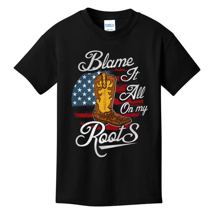 Blame It All On My Roots Men Country Music Lover Kids T-Shirt