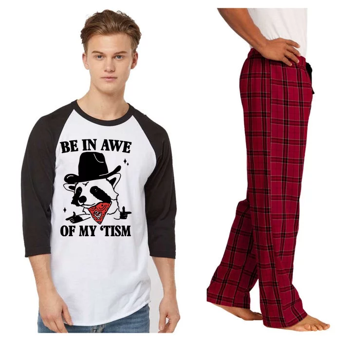 Be In Awe Of My Autism Funny Raccoon Raglan Sleeve Pajama Set