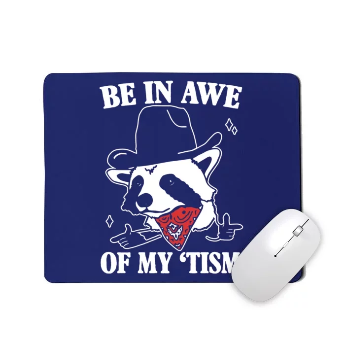 Be In Awe Of My Autism Funny Raccoon Mousepad