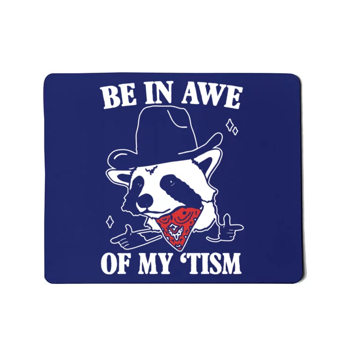 Be In Awe Of My Autism Funny Raccoon Mousepad