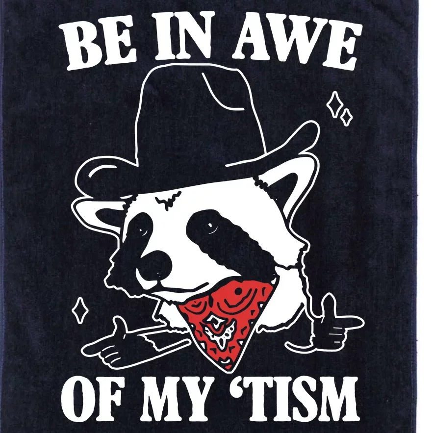 Be In Awe Of My Autism Funny Raccoon Platinum Collection Golf Towel