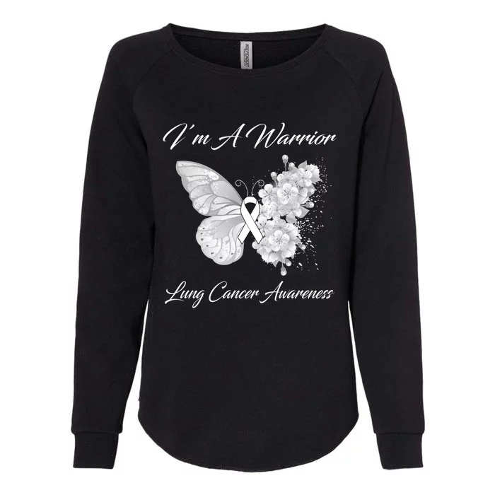 Butterfly I’m A Warrior Lung Cancer Awareness Gift Womens California Wash Sweatshirt