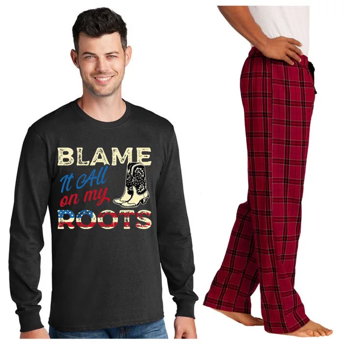 Blame It All On My Roots Country Music Lover Southern Long Sleeve Pajama Set