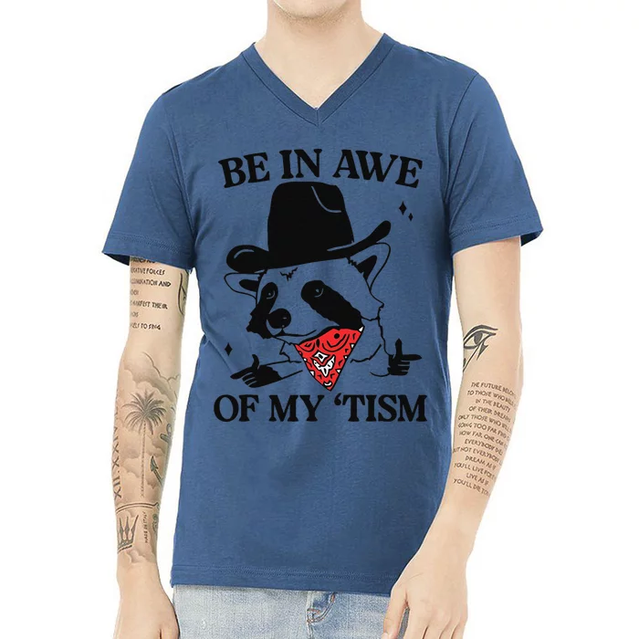 Be In Awe Of My Tism Funny V-Neck T-Shirt