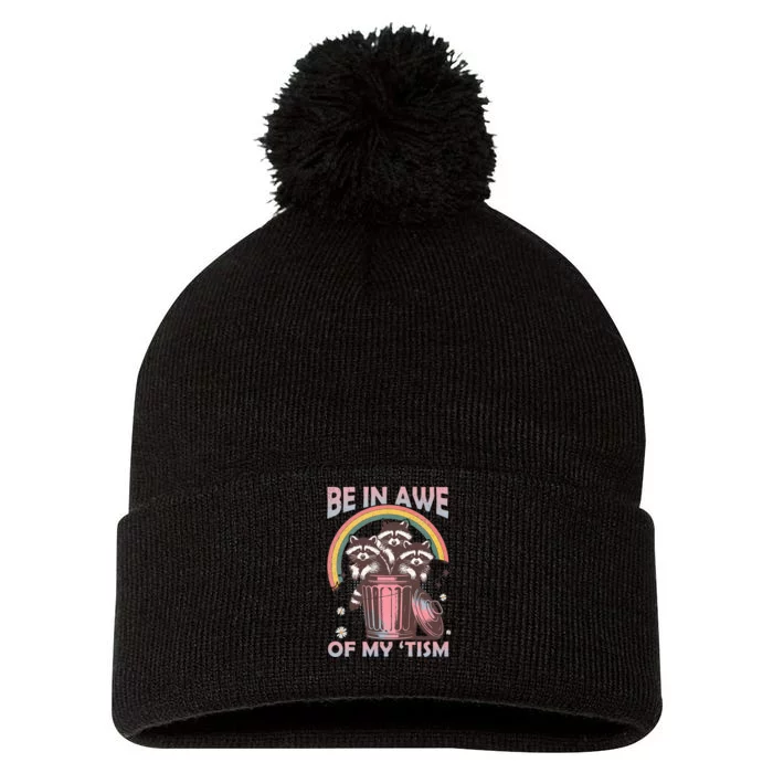 Be In Awe Of My Tism Racoon Pom Pom 12in Knit Beanie