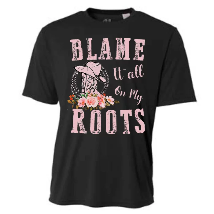 Blame It All On My Roots Country Music Lover Southern Cooling Performance Crew T-Shirt