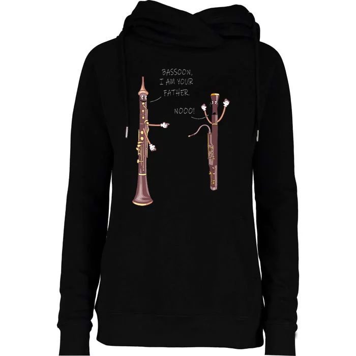 Bassoon I Am Your Father. Nooo! Funny Oboe Womens Funnel Neck Pullover Hood