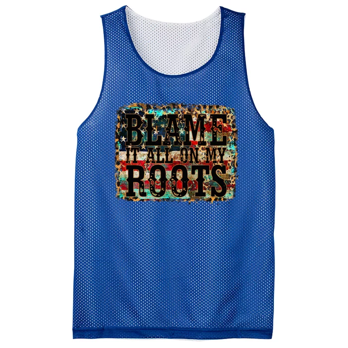 Blame It All On My Roots Country Music Vintage Usa Flag Mesh Reversible Basketball Jersey Tank