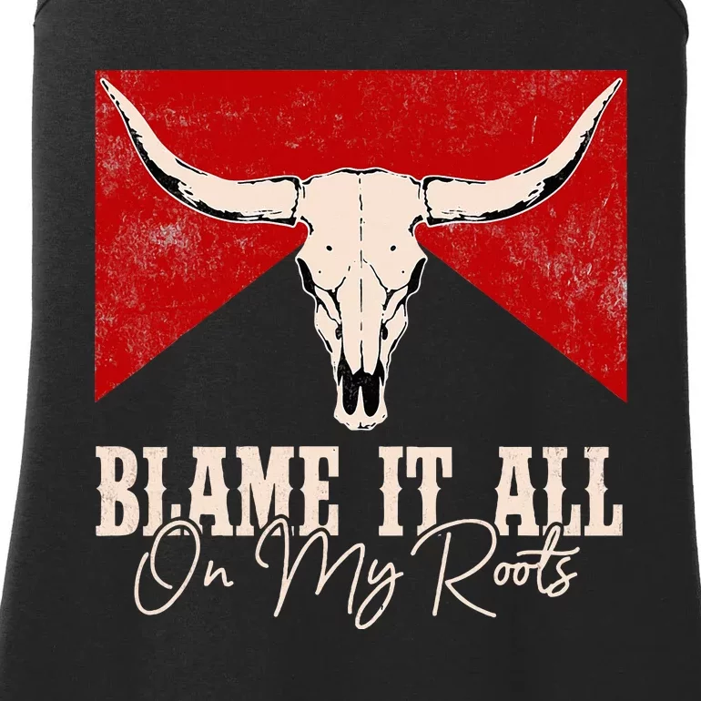 Blame It All On My Roots Retro Deserts West Awesome Apparel Ladies Essential Tank