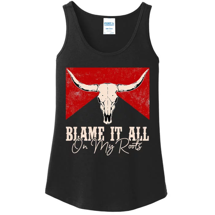 Blame It All On My Roots Retro Deserts West Awesome Apparel Ladies Essential Tank