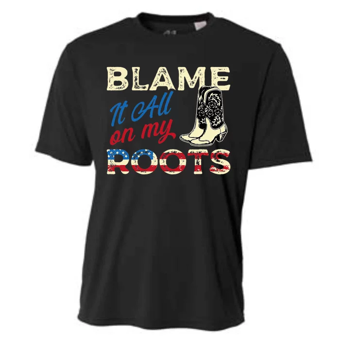 Blame It All On My Roots Country Music Lover Southern Cooling Performance Crew T-Shirt