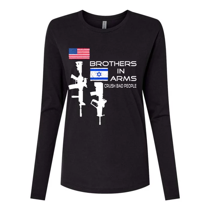 Brothers In Arms Crush Bad People Usa Flag Love Israeli Womens Cotton Relaxed Long Sleeve T-Shirt