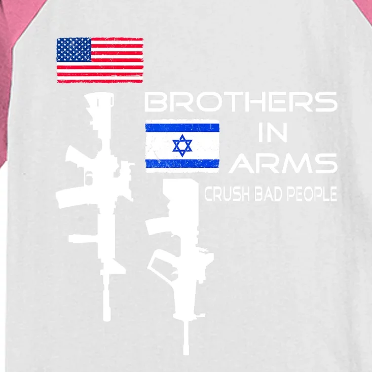 Brothers In Arms Crush Bad People Usa Flag Love Israeli Kids Colorblock Raglan Jersey