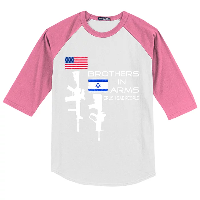 Brothers In Arms Crush Bad People Usa Flag Love Israeli Kids Colorblock Raglan Jersey