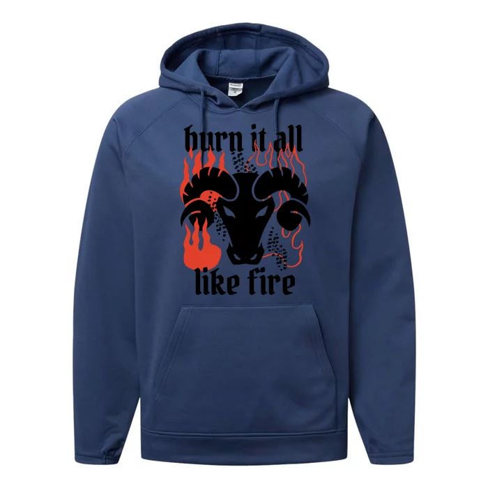 Burn It All Like Fire Aries Zodiac Performance Fleece Hoodie