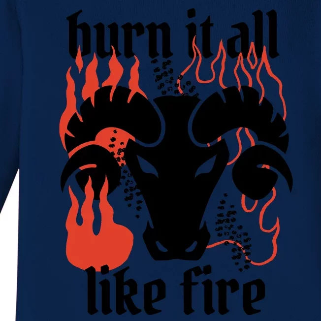 Burn It All Like Fire Aries Zodiac Baby Long Sleeve Bodysuit