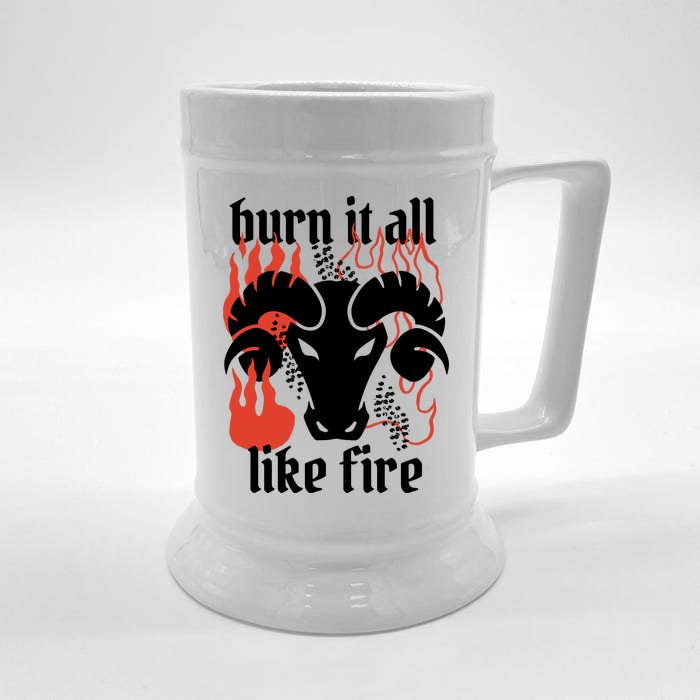 Burn It All Like Fire Aries Zodiac Front & Back Beer Stein