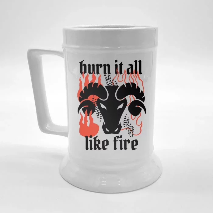 Burn It All Like Fire Aries Zodiac Front & Back Beer Stein