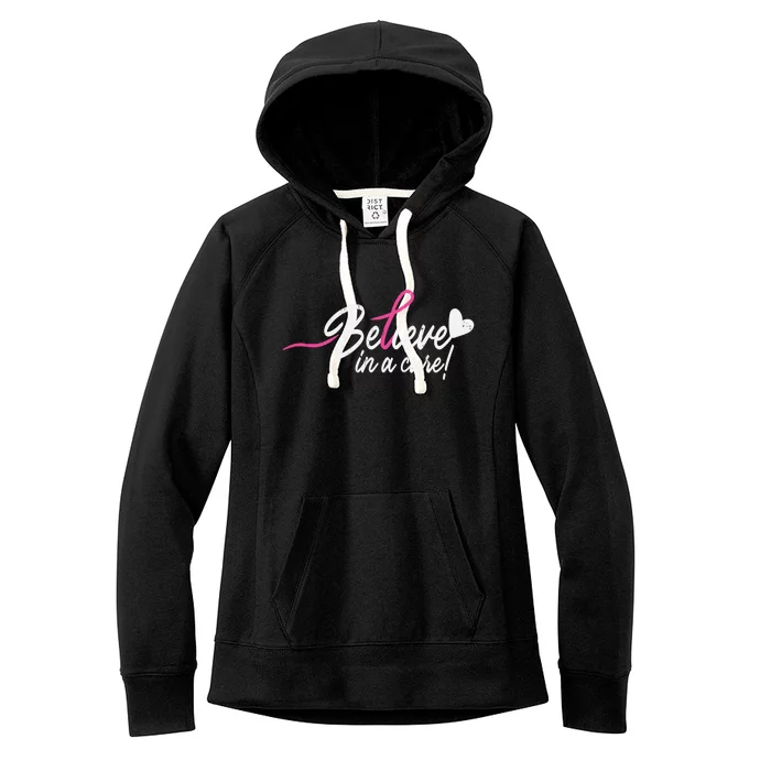 Believe In A Cure Pink Breast Cancer Awareness Gift Women's Fleece Hoodie