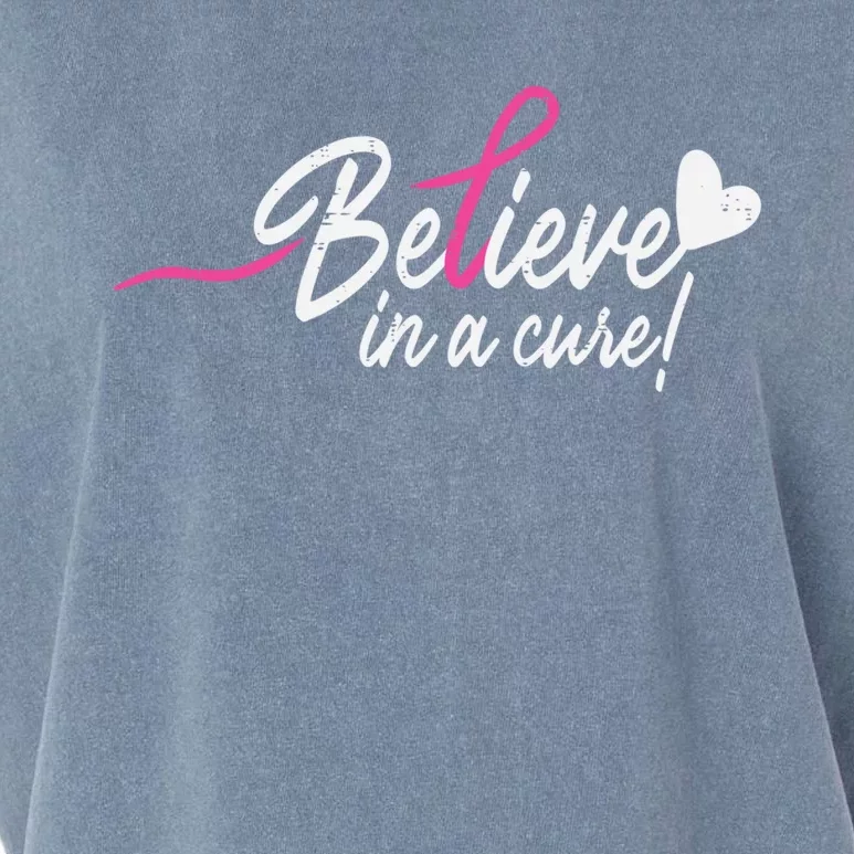 Believe In A Cure Pink Breast Cancer Awareness Gift Garment-Dyed Women's Muscle Tee