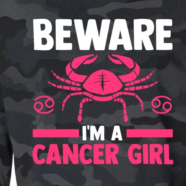 Beware Im A Cancer Cancer Funny Gift Cropped Pullover Crew