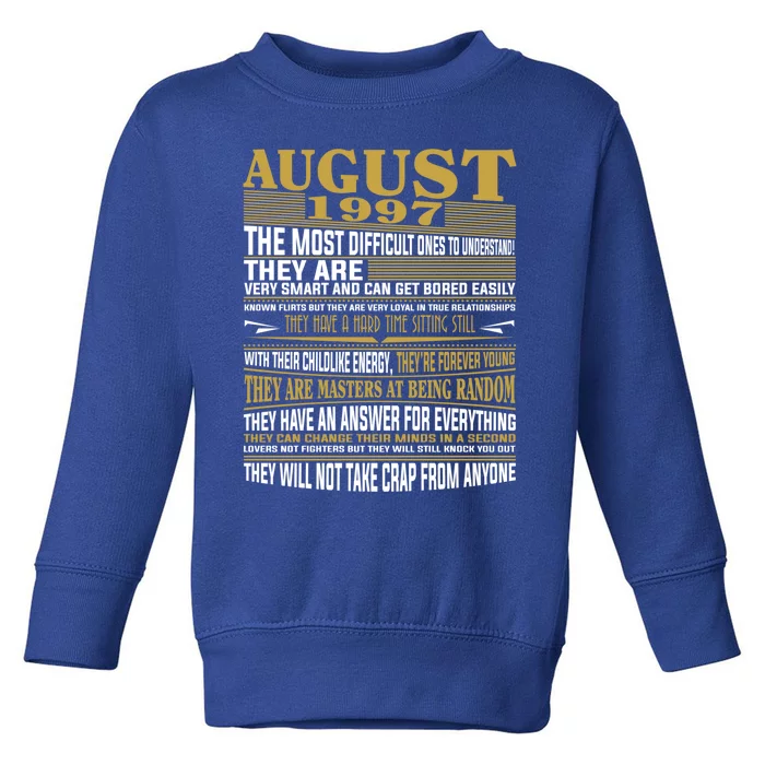 Born In August 1997 Facts Gift Toddler Sweatshirt