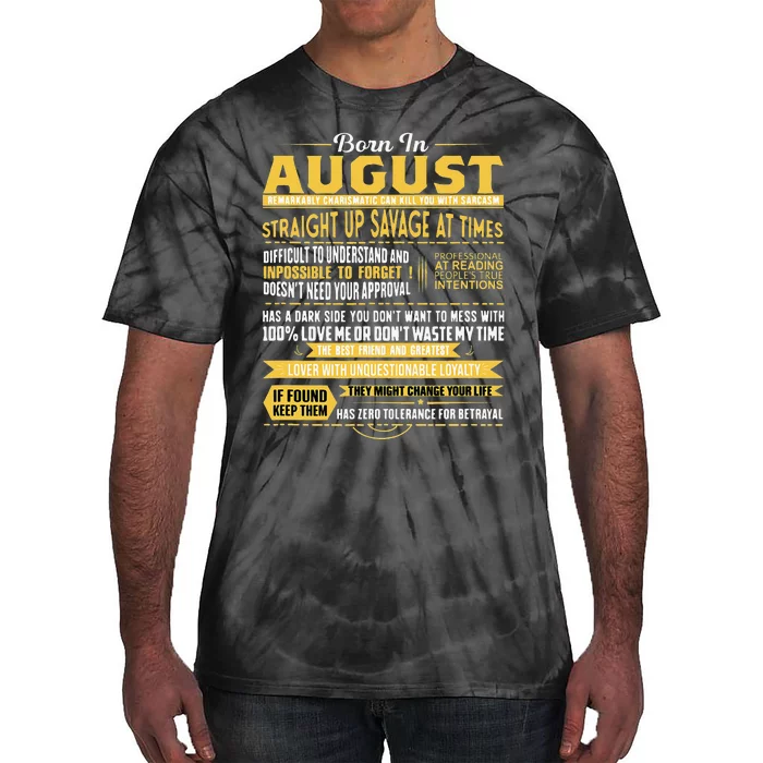 Born In August Leo Zodiac Virgo Birthday Tie-Dye T-Shirt