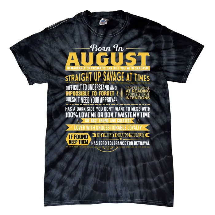 Born In August Leo Zodiac Virgo Birthday Tie-Dye T-Shirt