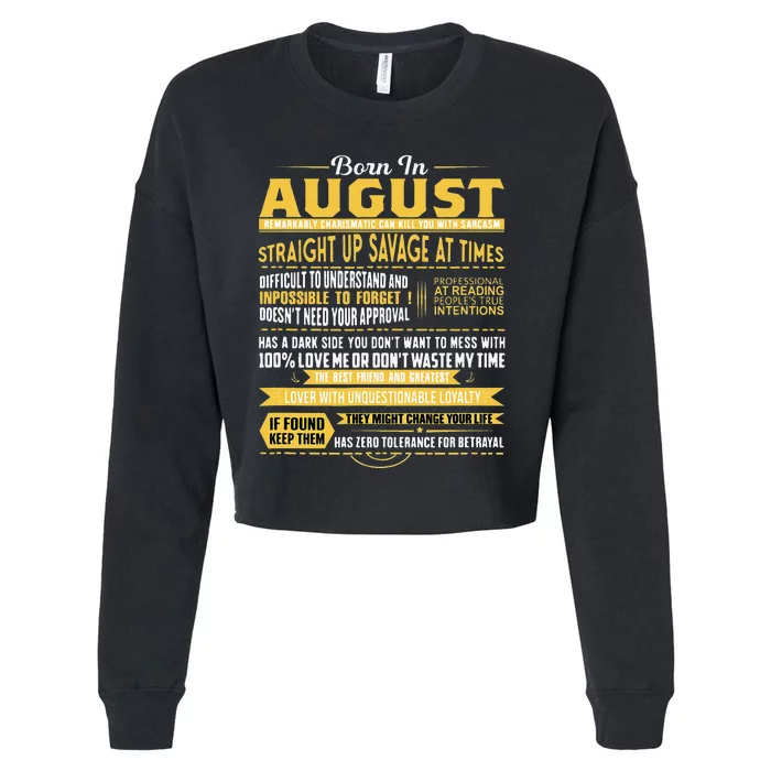 Born In August Leo Zodiac Virgo Birthday Cropped Pullover Crew