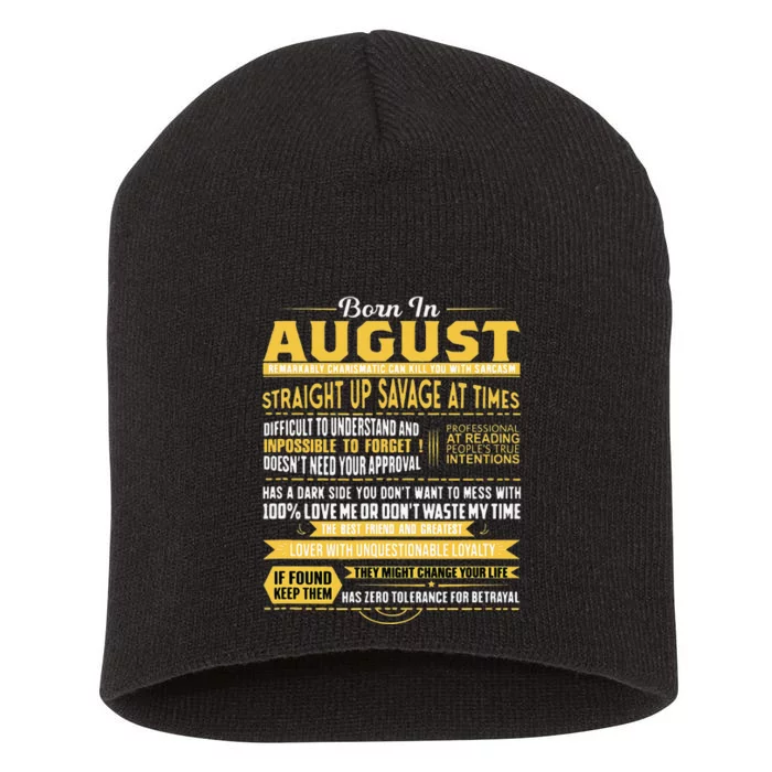 Born In August Leo Zodiac Virgo Birthday Short Acrylic Beanie