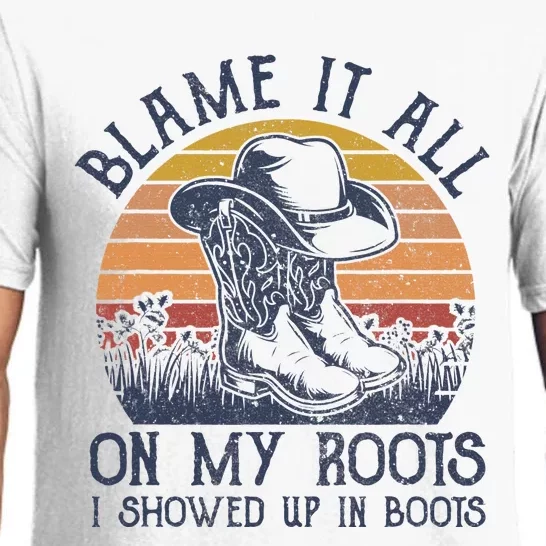 Blame It All On My Roots Cowboy Hat Western Country Music Pajama Set