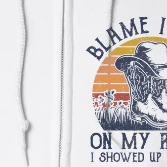 Blame It All On My Roots Cowboy Hat Western Country Music Full Zip Hoodie