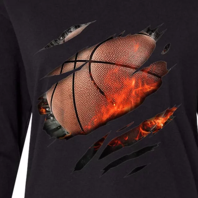 Basketball Inside A Cool Gift Basketball In Me Design Basketballdesign Womens Cotton Relaxed Long Sleeve T-Shirt