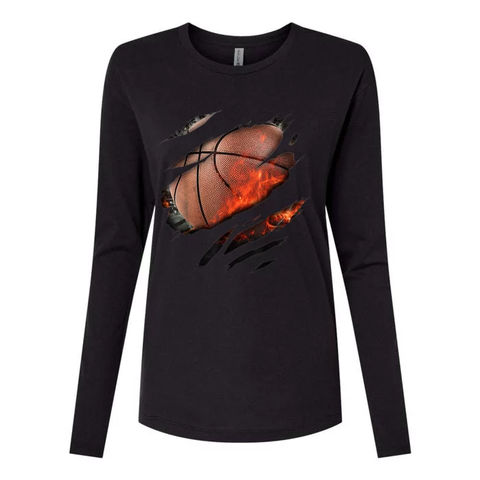 Basketball Inside A Cool Gift Basketball In Me Design Basketballdesign Womens Cotton Relaxed Long Sleeve T-Shirt