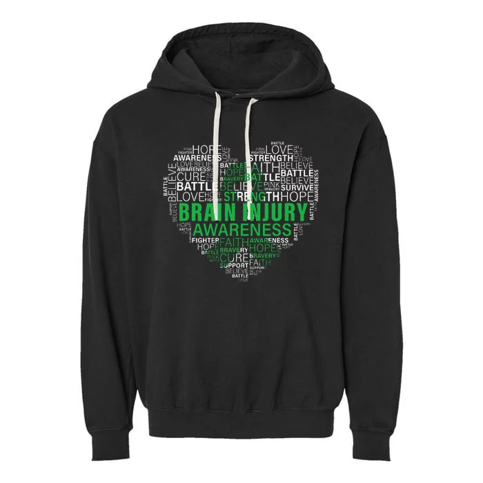 Brain Injury Awareness Fighting Hope Support Strong Warrior Garment-Dyed Fleece Hoodie