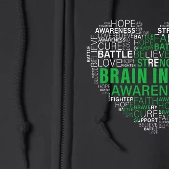 Brain Injury Awareness Fighting Hope Support Strong Warrior Full Zip Hoodie