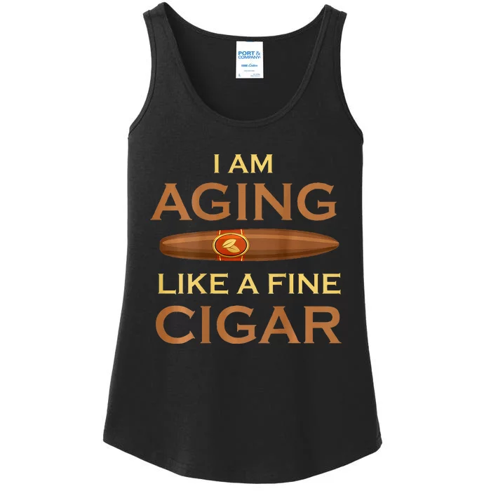 Backprint I Am Aging Like A Fine Cigar Ladies Essential Tank