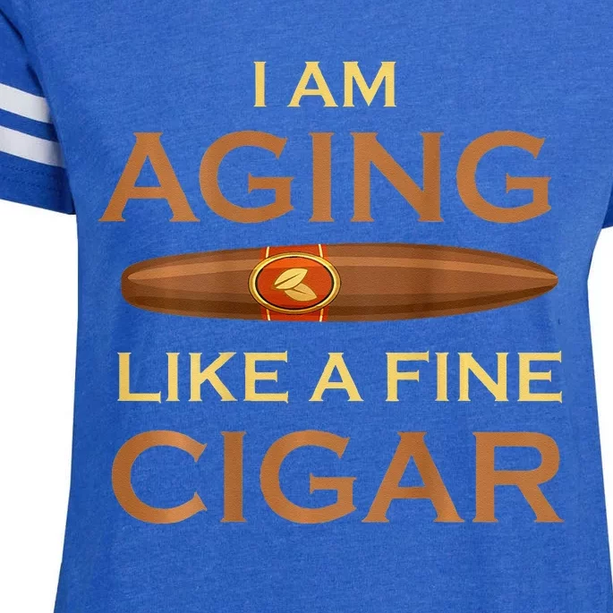 Backprint I Am Aging Like A Fine Cigar Enza Ladies Jersey Football T-Shirt