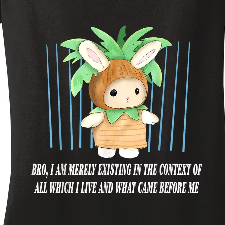 Bro I Am Merely Existing In The Context Of All Which I Live Women's V-Neck T-Shirt