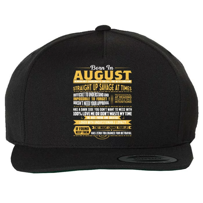 Born In August Leo Zodiac Virgo Birthday Funny Gift Wool Snapback Cap