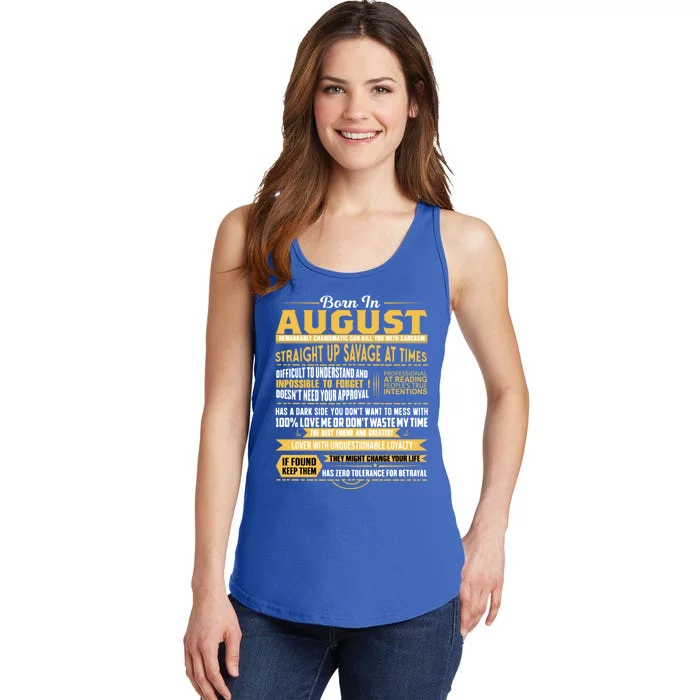 Born In August Leo Zodiac Virgo Birthday Funny Gift Ladies Essential Tank